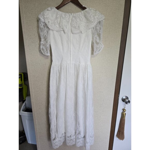 Jessica McClintock Gunne Sax White Lace Prairie Dress Wedding Size 3/4 - Picture 4 of 4